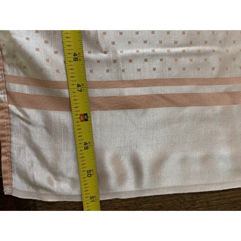 50s 40s Vintage Peachy Pink Polyester Satin Stripe Tablecloth 51x44 Square
